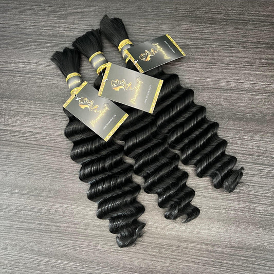 3 Bundle Deal Human Hair MuvaCurlz Bulk Hair *Natural Color*